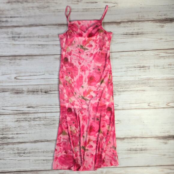 Shein Watercolor Pink Spaghetti Strap Maxi Dress Sz XL - Picture 1 of 4